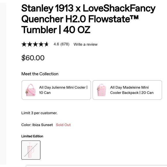 Stanley 1913 x LoveShackFancy Quencher H2.0 Flowstate™ Tumbler | 40 OZ - Picture 2 of 6